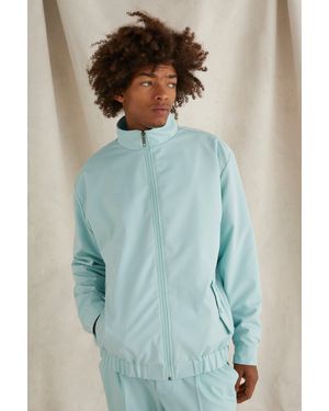 BoohooMAN Oversized Funnel Neck Tailored Jacket - Blue