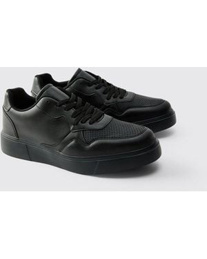 BoohooMAN Klobige Sneaker mit Mesh-Einsatz - Schwarz