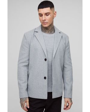 BoohooMAN Tall Boxy Oversized Overcoat - Grey