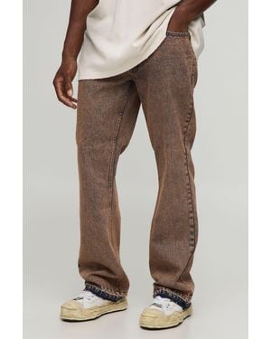 Boohoo Slim Flared Tinted Let Down Hem Jeans - Marrón