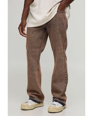 BoohooMAN Slim Flared Tinted Let Down Hem Jeans - Marrón