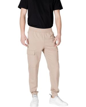 BoohooMAN Ea7 Cargo Trousers Casual Style - Beige - Black