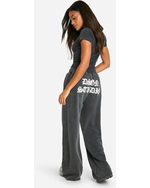BoohooMAN Dsgn Studio Bum Applique Straight Leg Washed Jogger - Multicolour
