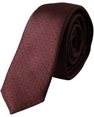 BoohooMAN Dolce & Gabbana Preloved Burgundy Dotted Silk Tie - Maroon - Red