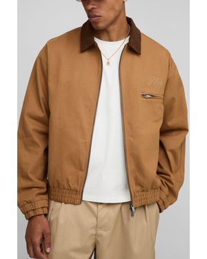 BoohooMAN Sfera Boxy Oversized Twill Worker Jacket - Brown