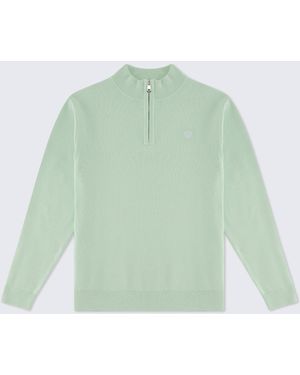 BoohooMAN Walker & Hunt Knitted Half Zip - Green