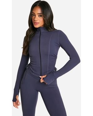 BoohooMAN Dsgn Studio Ultra Sculpt Ruched Side Sports Jacket - Blue