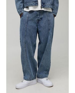 Boohoo Balloon Fit Washed Seam Detail Jeans - Azul
