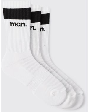 BoohooMAN Sport Cushioned Crew Socks 3 Pack - Black