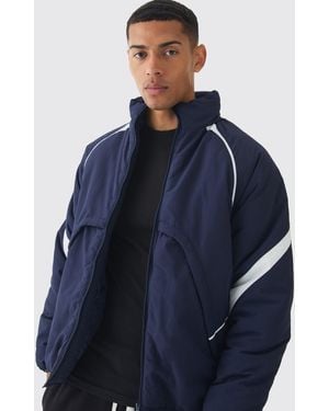 BoohooMAN Dunkelblauer Parka mit Trichterkragen
