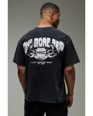 BoohooMAN Man Active One More Rep Nyc Washed Oversized Washed T-shirt - Grey