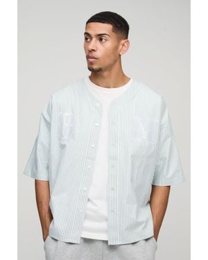 BoohooMAN Oversized Applique Baseball Shirt - White