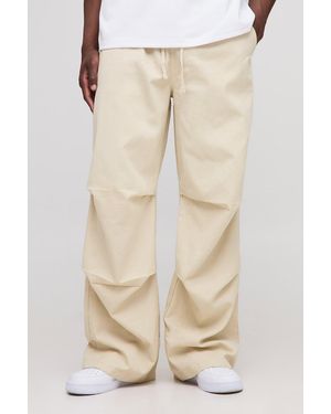 BoohooMAN Tall Elasticated Waist Baggy Pants - Natural
