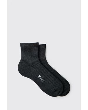 BoohooMAN Man Woven Tab Socks - Black