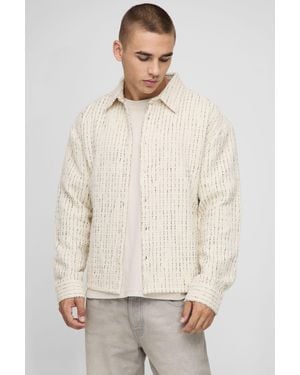 Boohoo Regular Textured Boucle Overshirt - Neutro