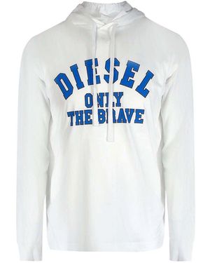 BoohooMAN Diesel Only The Brave Logo White Hooded T-shirt