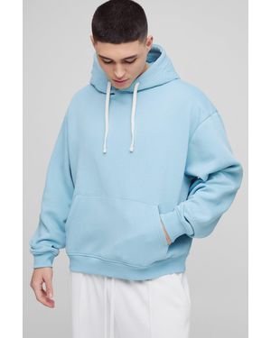 BoohooMAN Oversized Boxy Limited Embossed Hoodie - Blue