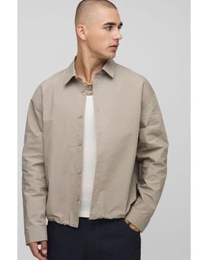 Boohoo Oversized Nylon Ripstop Shirt - Neutro