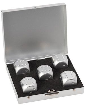 BoohooMAN Mad Man Silver Brushed Stainless Dice Set - Grey