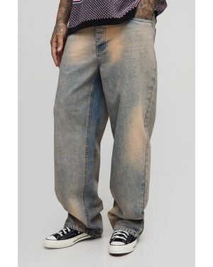 BoohooMAN Tall Extreme Tinted Stonewash Relaxed Fit Jeans - Gray