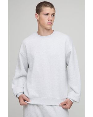 BoohooMAN Basic Oversized Boxy Crew Neck Sweatshirt - White