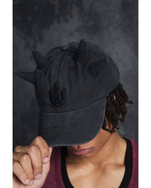 BoohooMAN Trippie Redd Graphic Double Horn Cap - Black