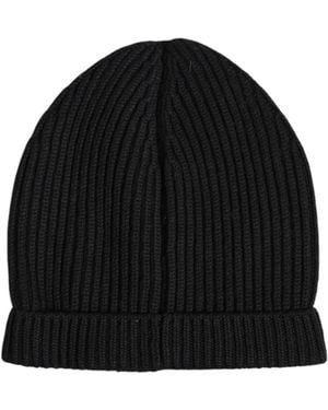 BoohooMAN Dolce & Gabbana Ribbed Knit Beanie Hat- Black Hats