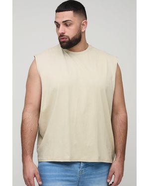 BoohooMAN Plus Washed Boxy Tank - Natural