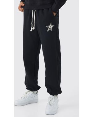 BoohooMAN Oversized Rope Drawcords Varsity Joggers - Black