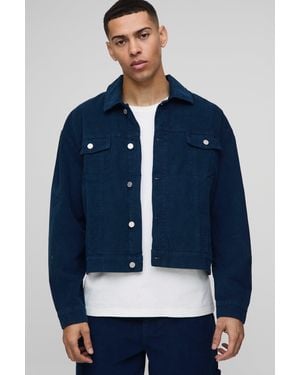 Boohoo Boxy Cord Jacket - Blue