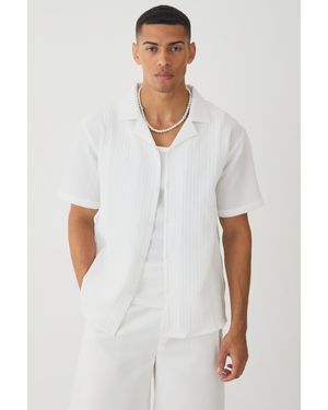 BoohooMAN Oversized Revere Shirt - White