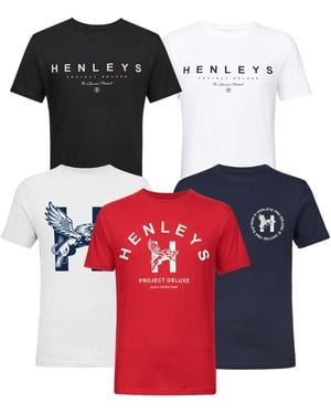 BoohooMAN Henleys Graphen T-shirt 5pk - Red