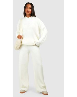 BoohooMAN Dsgn Studio Oversized Hoodie And Wide Leg Trouser Tracksuit - White
