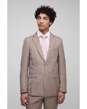 Boohoo Slim Fit Single Breasted Suit Jacket - Marrón