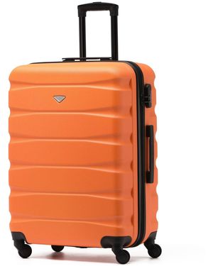 BoohooMAN Flight Knight 25" Medium Suitcase Check-in Hold Luggage Hard Shell 4 Wheels Tsa Lock - Orange