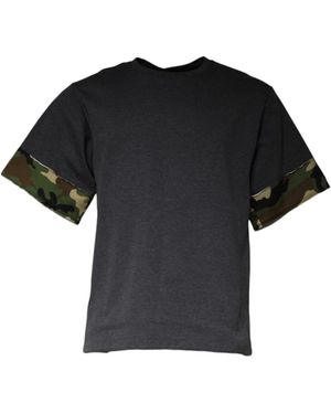 BoohooMAN Dolce & Gabbana Camouflage Cuff Short Sleeve Tee - Dark Grey T-shirts - Black