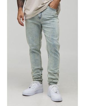 Boohoo Skinny Stacked Washed Jeans - Azul