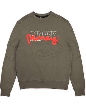 BoohooMAN Money Double Money Crew Sweat - Grey