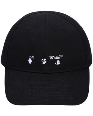 BoohooMAN Off-white Hands Off Logo Baseball Cap Black Hat
