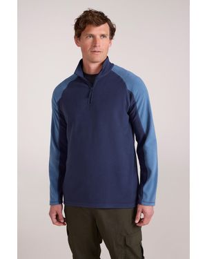 BoohooMAN Mountain Warehouse Ashbourne Micro Fleece Jumper Camping Hiking Warm Top - Blue