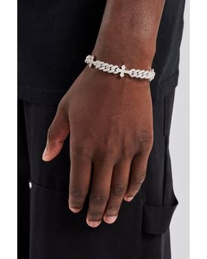 BoohooMAN Cernucci Cross Iced Cuban Bracelet - 8mm - Black