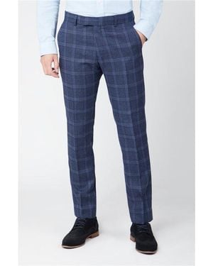BoohooMAN Antique Rogue Overcheck Suit Trousers - Blue