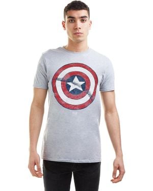 BoohooMAN Captain America Marvel Captain America Shield Cotton Mens T-shirt Grey - White