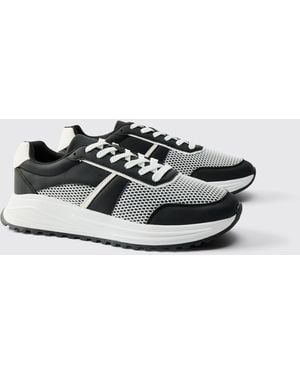 BoohooMAN Klobige Mesh-Sneaker - Schwarz