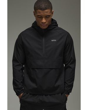 BoohooMAN Man Active 1/4 Zip Windbreaker - Schwarz