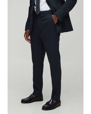 BoohooMAN Tapered Fit Twill Fixed Waist Trouser - Black