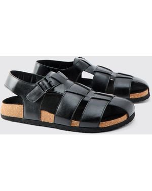 BoohooMAN Caged Sandal - Black