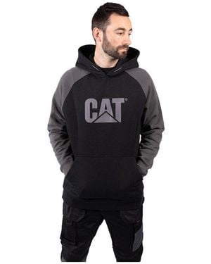 BoohooMAN Caterpillar Raglan Hooded Sweatshirt - Black