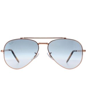 BoohooMAN Aviator Polished Rose Gold Blue Gradient Rb3625 New Aviator