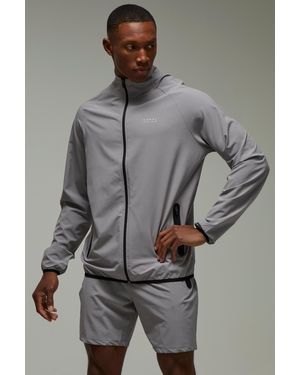 BoohooMAN Man Active Pro Stretch Trainingsanzug mit Reißverschluss - Grau